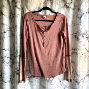 Free People Washed Cuff Henley